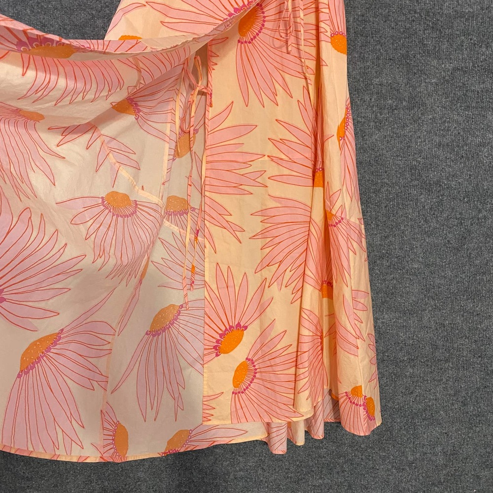 Kate Spade NY Midi Dress 0 XS Pink Falling Flower Wrap Short Sleeve Runway - Picture 9 of 15